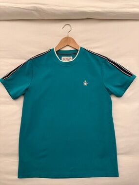 Original Penguin Teal Short Sleeve Tee with Navy Shoulder Taping